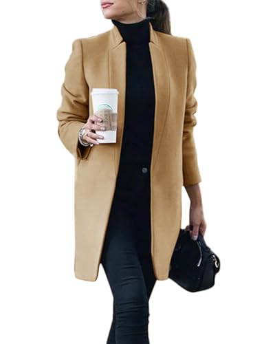 IDEALSANXUN Womens Wool Coat Long Blazer Jackets Fall Winter Peac...