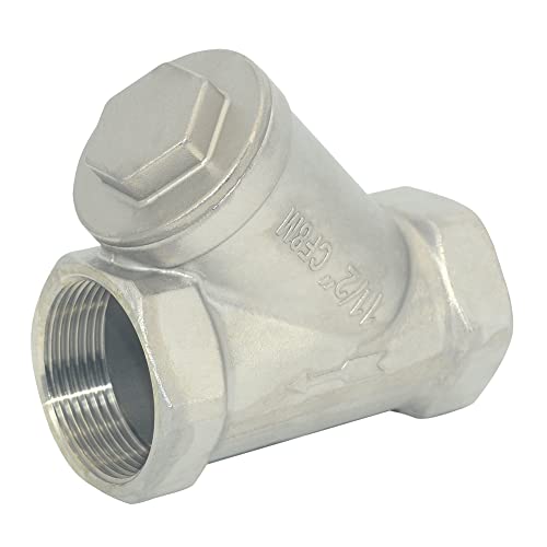 Image of 1-1 /2 inch WYE Strainer Mesh Filter Valve,800WOG Y-Spring NPT Female Check Valve,Stainless Steel SS316 CF8M
