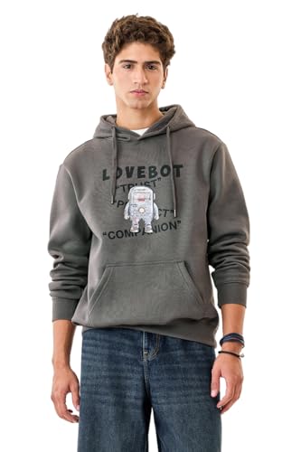 Image of SNITCH Men Casual Hoodie| Oversized Fit Hooded Neckline with Graphic Print & Long Sleeve| Soft Cotton-Polyester Blend for Daily Winter Wear & Streetwear