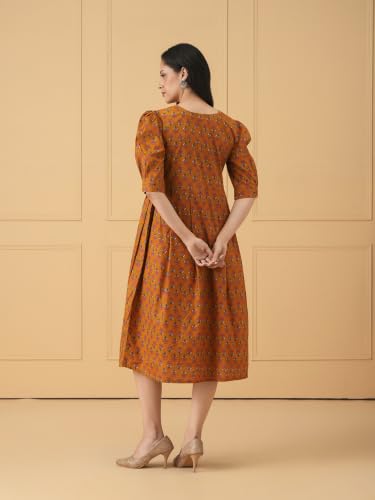 Image of The Mom Store Maternity and Nursing Dress | Pre and Post Pregnancy Dress for Womens | Zipper /Button Opening | Causal Wear | Trendy Stylish Causal Dresses for New Moms