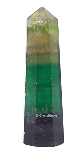 Image of Crystal Heaven Certified Multi Fluorite Crystal Tower Obelisk Point For Chakra, Healing & Balancing-Aaa Grade Original Certified Gemstone Agate For Reiki Meditation Yoga Spiritual (2-3 Inches)