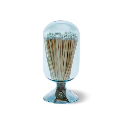 Skeem Glass Match Cloche with Striker - Sky - Includes 120 Small Match Sticks...