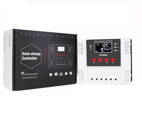 Image of amiciSmart WiFi Solar Charge Controller, Intelligent Lithium Battery Regulator for Solar Panel LCD Display with 5V USB Port 12V /24V /48V (40A)