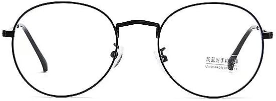 NEWADA Lentes de lectura retro ovalados de metal para mujeres y hombres, espejo redondo con bloqueo de luz azul, espejo de luz plana, antirreflejos