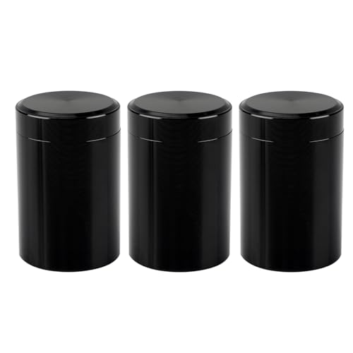 Wisesurf 3 Pcs Aluminum Storage Jar, Portable Small Airtight Container Bottle, Vacuum Container Mini Metal Sealed Can for Tea, Coffee, Sugar, Biscuits, Spices, 70 ml*3, Black