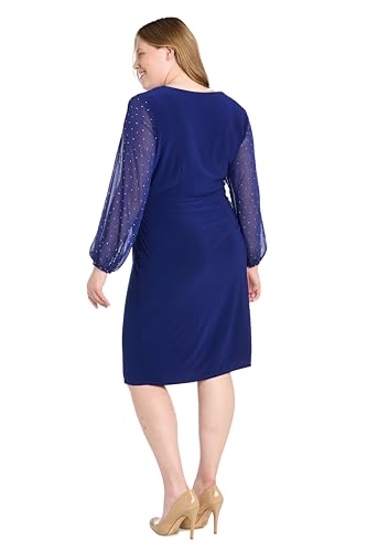 Image of Elegant Mini Cocktail Dress W /Sheer Rhinestone Balloon Sleeves
