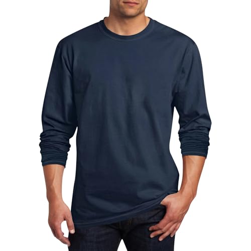 Long Sleeve T Shirt Men Trendy Round Neck Fall Tee Tops Casual Solid Color Classic T-Shirts 2024 Fall Shirts Tee
