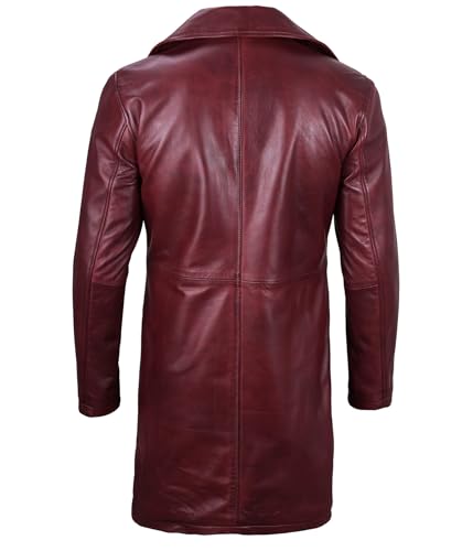 Image of Decrum Disc Mens Leather Jackets Casual | [1127095] Burgundy Jackson Carcoat, XL