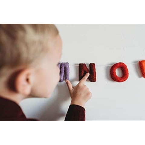 Nivas Alphabet Garland/Alphabet Banner/ABC Decor/Toddler Room Wall Hanging/Teepee Decorations/Felt Banners/Natural Wool Felt/Nursery Decor/Baby Room (Rainbow) Cover