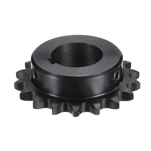 Image of uxcell #40 Chain Roller Sprocket B Type, 1-1 /4 inch Bore 18 Tooth Single Strand Chain Sprocket, Carbon Steel, Keyway with Set Screws
