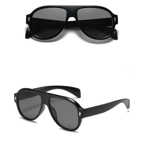 Image of IKANOO Retro Aviator Sunglasses for Women Men 70s Square Sun Glasses Trendy Vintage Orange Shades (Black)