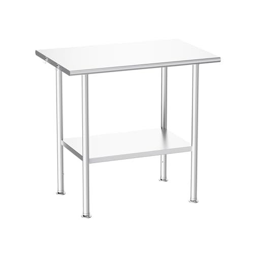 Atelicf Stainless Steel Prep Table for Work, 24 * 36 Inch, High Load Bearing with Undershelf for BBQ, Restaurants, Workshops, Kitchens, Garages and Gardens