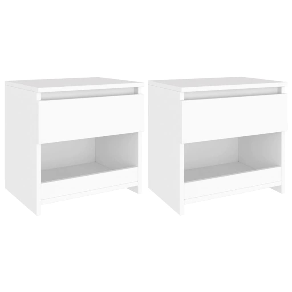 vidaXL 2X Mesitas de Noche Aparador Auxiliar Armario Cama Dormitorio Habitación Organizador Almacenamiento Madera Contrachapada Blanco 40x30x39 cm