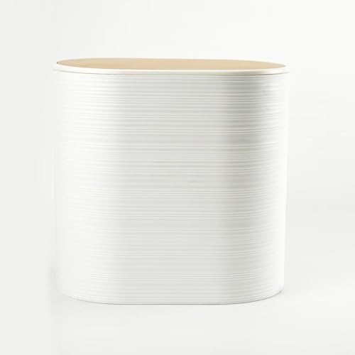 Juego de Accesorios de Baño 6 Piezas Plástico y Bambú Moderno de Artículos Esenciales para el Baño, Incluye Soporte para Cepillo de Dientes, Cubo de Basura, Escobilla y Dispensador de Jabón (Blanco) - imagen 3