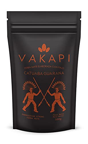 Vakapi Yerba Mate Tee Green, CATUABA GUARANA, Pfefferminze, Keuschheitsgras, Nur natürliche Aromen, 500 g Cover