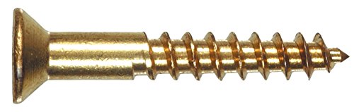 The Hillman Group 35091 Tornillo para madera de latón con cabeza plana Phillips, 10 x 2 pulgadas, paquete de 25