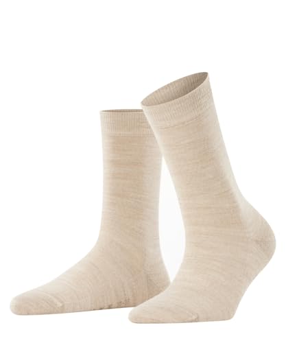 FALKE Women's Softmerino Socks, Merino Wool Cotton, Crew Length, Classic Thin Trouser Socks, Trendy Work Clothing, Beige (Linn Melange 4549), 5-6, 1 Pair