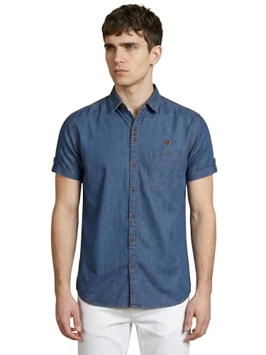 Image of Kuons Avenue Men's Denim Casual Shirt | Regular Fit | Half Sleeves | Spread Collar | Stylish Denim Shirt for Men