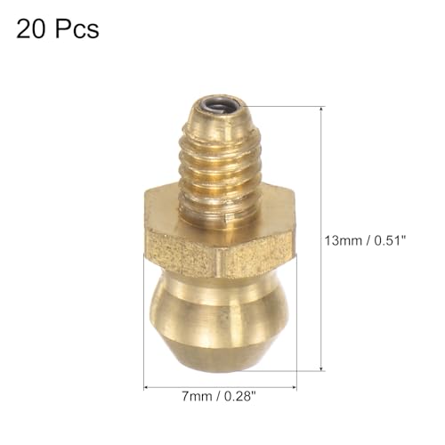 Image of uxcell Brass Straight Grease Fitting M4 x 0.7mm Thread Hydraulic Grease Fitting Accessories, 20Pcs
