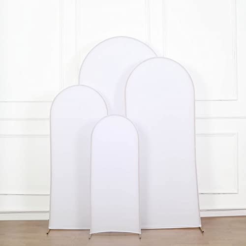 Tableclothsfactory Set of 4 | Matte White Spandex Fitted Wedding Arch Covers for Round Top Chiara Backdrop Stands - 4ft,5ft,6ft,7ft