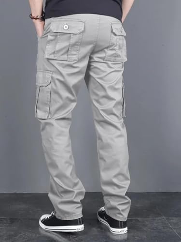 Image of DBAX Men's Olive Green Utility Cargo Pants | Multi Pocket Relaxed Fit Cargo Trousers | Durable Casual Streetwear Pants for Men
