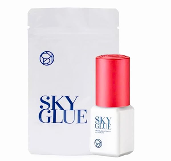 Pegamento de pestañas SKY GLUE 5 ml 5 g para extensiones de pestañas. Tiempo de secado: 1-2 segundos. 5 gramos. Fabricado en Corea. Pegamento para pestañas (tapa roja 5 g)