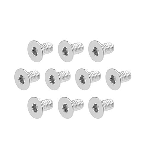 uxcell M6x12mm Flat Head Machine Screws Inner Hex Screw 304 Stainless Steel Fasteners Bolts 10Pcs