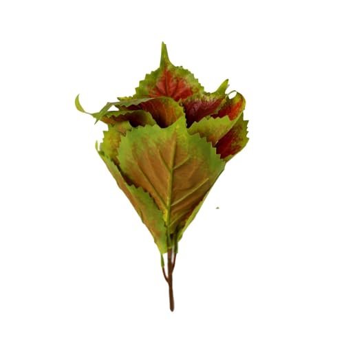 Image of Enhance Your Space with Artificial Leaf Decor Foliage for Stunning Interiors Decorative Items for Home;Office; Room; Living Room; Table; (Without Vase) (Pack of 2, Red-Green)