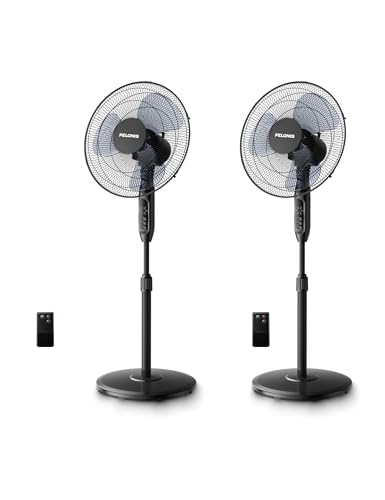 PELONIS 16'' Oscillating Pedestal Standing Fan with Remote Control 2 Packs, 3 Speeds Settings 7H...