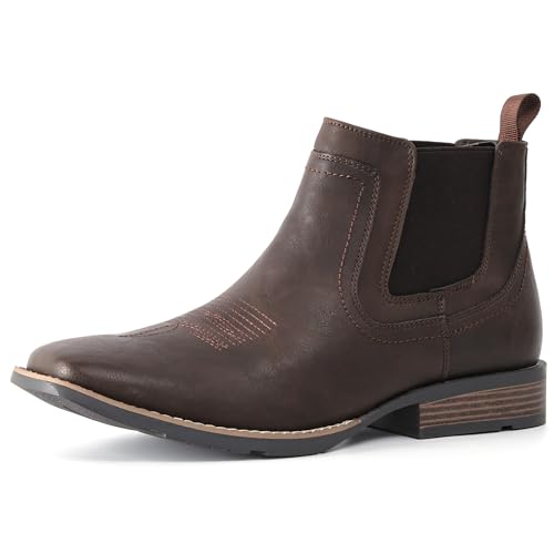 Image of IXU Cowboy Boots For Men Square Toe Ankle Boots