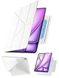 【360°全面保護・Y字スタンド】Tekka iPad Air 11インチ ケース M2/M3/M4 (第6/7/8世代・2024/2025/2026) / 第5世代 (2022) / 第4世代 (2020) & iPad Pro 11インチ ケース (2018)専用 マグネット吸着 隠しペン収納 縦置き・横置き対応 超薄型 軽量 PUレザー オートスリープ 耐衝撃 (ホワイト)