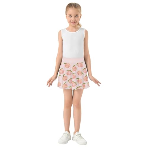 Girls Skorts High Waist Athletic Skirts with Shorts Peach Stretchy Teens Performance Tennis4