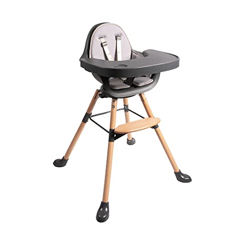 Childhome Evolu One.80° High Chair and High Chair Seat Cushion, High 2 in 1 Baby High Chair with 180° Swivel, Portable High Chair, Adjustable Height Baby High Chair
