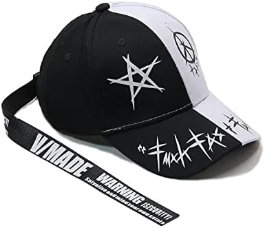 Unisex Graffiti Baseball Cap, K-pop Boys Outdoor Snapback Hat，Black White Hiphop Hat, Dad Hat, Trucker hat for Men Women