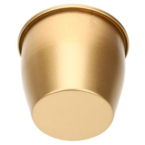 BAZEITFLOW Maceta Metálica Dorada para Plantas Pequeñas Macetero Moderno para Interior y Exterior Maceta Decorativa para Suculentas y Flores Contenedor Resistente para Jardín y Hogar