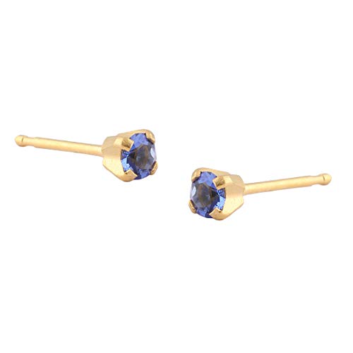 STUDEX Tiny Tips Kids Earrings | Sapphire Stud | Hypoallergenic and Nickel Free for Sensitive Ears | Birthday Gift for Little Girls | Gold Plated Post4