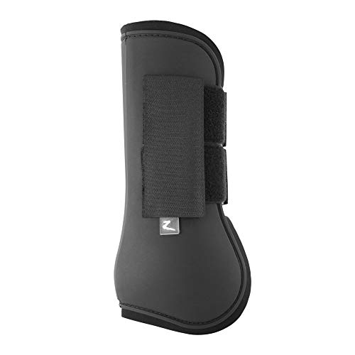 HORZE Chicago Protective Horse Tendon Boots - Lightweight Open Front Boots for Jumping, Trail Riding, and Turnout (Pair) - Black - Warmblood