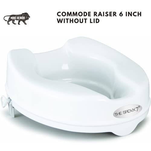 Image of Portable Lightweight Plastic Toilet Commode Seat Raiser Elevator Extension with lid cover Ideal for Handicap, Knee Patients, Old Senior Citizen (White, Size: 6 Inch)