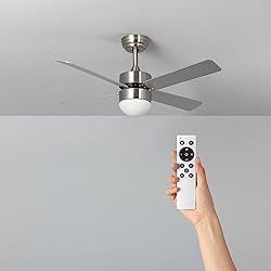 Ventilador Techo Motor Ac O Dc TECHBREY Ventilador de Techo Cygnus con Plafón LED y Mando a Distancia, 6 Velocidades, Temporizador, Silencioso, Color Níquel 107cm Motor DC 4 Aspas Sistema Reverse Air Dual, Modos Verano e Invierno