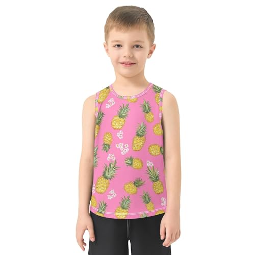 JUNZAN Funny Pineapples Fruit Pink Boys Tank Tops Sleeveless Kids Vest Work Out Clothes for Biking Surfing Vacation Swim 3T2