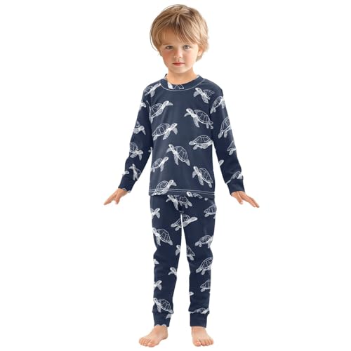 Fustylead Cute Hand Draw Turtle 2-Piece Cotton Pajama Set, Long Sleeve Top and Matching Bottom3