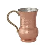 Creative Co-Op 50 oz Hammered Stainless Steel Pitcher w/Brass Handle, Copper Finish