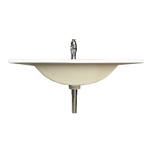 Renovators Supply Manufacturing Luke Bathroom Sink 23.62 In. White Porcelain Drop In Sink With Chrome Faucet And Sink Drain #TOP3