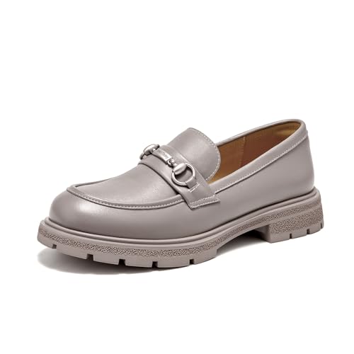 Image of BEAU TODAY Womens Platform Loafers, Leather Penny Loafer Shoes