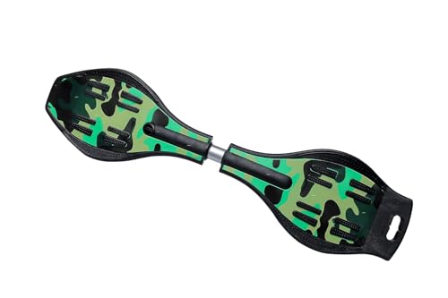Image of Aluminium Wave Board Skateboard with Carry Bag, Anti-Slip Deck Caster Board with 360 Rotating Wheels, Durable Lightweight Street Surfing Board for Kids Teens Adults (Design 1)