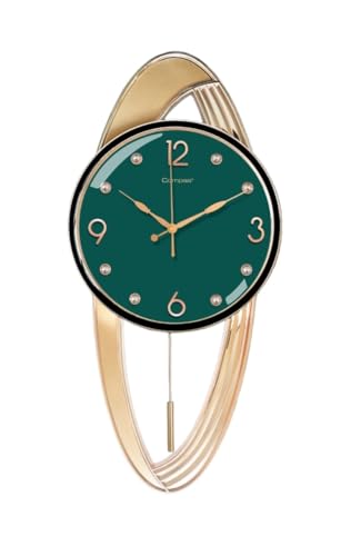 Image of Amazon Brand - Umi Silent Stylish Decorative Home Decor Designer Pendulum Wall Clock lolak Big Pendulum Wall Clock for Living Room Bedroom Home Wall Decoration Gift (34 x 75 cm) UC3392 Green