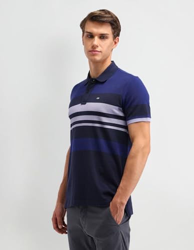 Image of Arrow Sport Men Regular fit Cotton Striped Short Sleeves Polo Shirt