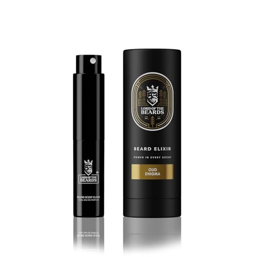 Lord of the Beards® Oud Enigma Beard Elixir – Premium Beard Atomiser Perfume Extract for Men | 10ml Long-Lasting Oud Enigma Scent | Organic Fractionated Coconut Oil | Vegan & Cruelty Free