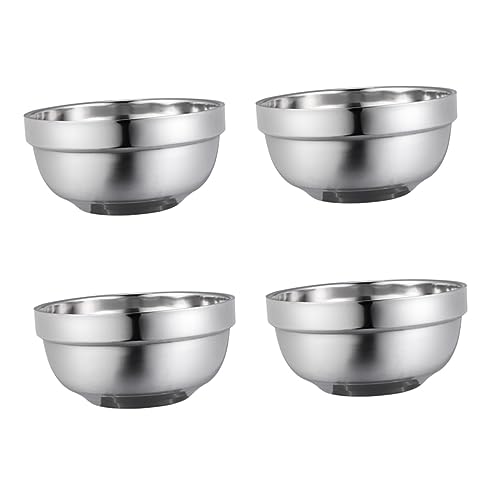 Cabilock 4Pcs Double Layer Insulated Stainless Steel Bowls Soup Rice Bowls for Family Dinnerware Easy to Clean