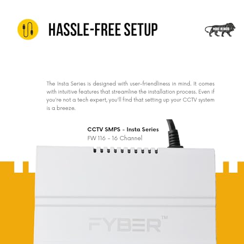 Image of FYBER Smps CCTV Camera 16 Channel Insta Series Suitable for HD IP Dome and Bullet Surveillance Camera Provide Stable Power Four Cameras from a Single Output